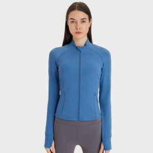 chaqueta deportiva ajustada mujer wholesale cropped workout jacket women's